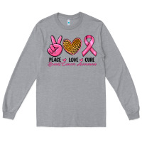 Heather Grey Peace Love Cure Breast Cancer Long Sleeve Tee - RanaPortraitStore