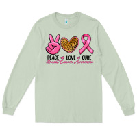 Matcha Peace Love Cure Breast Cancer Long Sleeve Tee - RanaPortraitStore