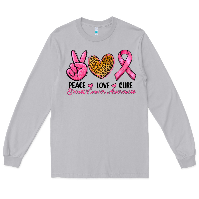 Peace Love Cure Breast Cancer Long Sleeve Tee by RanaPortraitStore | Teevron