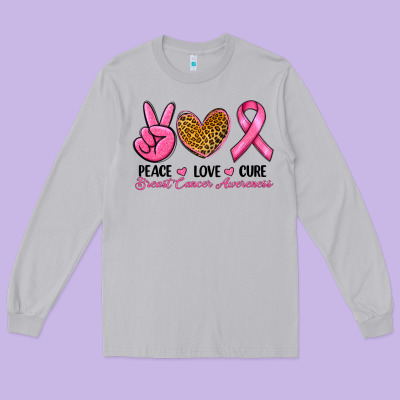 Peace Love Cure Breast Cancer Long Sleeve Tee Designed By Ranaportraitstore