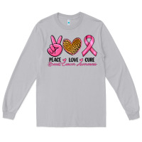Moon Dust Peace Love Cure Breast Cancer Long Sleeve Tee - RanaPortraitStore
