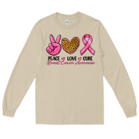 Mushroom Peace Love Cure Breast Cancer Long Sleeve Tee - RanaPortraitStore
