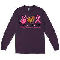 Plum Peace Love Cure Breast Cancer Long Sleeve Tee - RanaPortraitStore