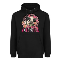 Black Be my Valentine Holstein Cow Valentine's Day Heavyweight Hoodie - FaDigitalArtStudio