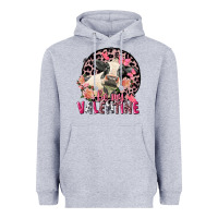 Heather Grey Be my Valentine Holstein Cow Valentine's Day Heavyweight Hoodie - FaDigitalArtStudio