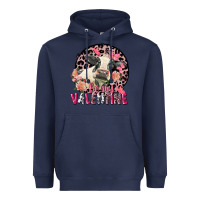 Navy Be my Valentine Holstein Cow Valentine's Day Heavyweight Hoodie - FaDigitalArtStudio