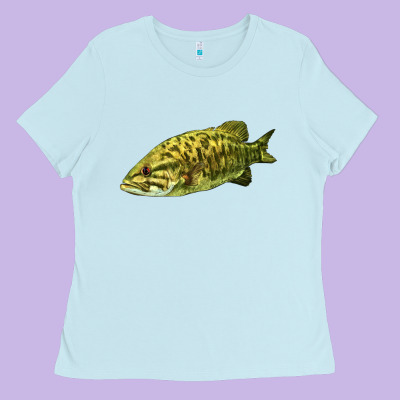 Smallmouth Bass Fish Illustrations Ladies Tee Designed By Lillyallendesigns