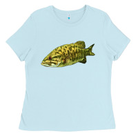 Baby Blue Smallmouth Bass Fish Illustrations Ladies Tee - LillyAllenDesigns
