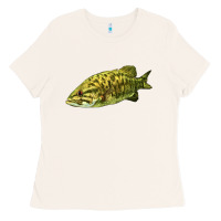 Bone Smallmouth Bass Fish Illustrations Ladies Tee - LillyAllenDesigns