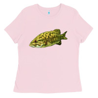 Bubblegum Pink Smallmouth Bass Fish Illustrations Ladies Tee - LillyAllenDesigns