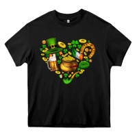 Black St Patricks heart Heavy Core Tee - AdoDesignShop
