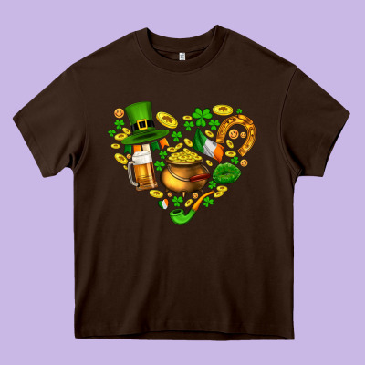 St Patricks Heart Heavy Core Tee Designed By Adodesignshop