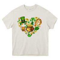 Cream St Patricks heart Heavy Core Tee - AdoDesignShop