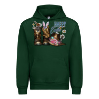 Forest Green Happy Easter Urban Hoodie - CowhideDigitalArt