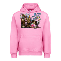 Fuchsia Pink Happy Easter Urban Hoodie - CowhideDigitalArt