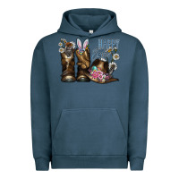 Pigment Midnight Navy Happy Easter Urban Hoodie - CowhideDigitalArt