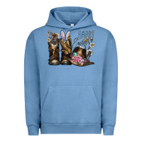 Pigment Pebble Blue Happy Easter Urban Hoodie - CowhideDigitalArt