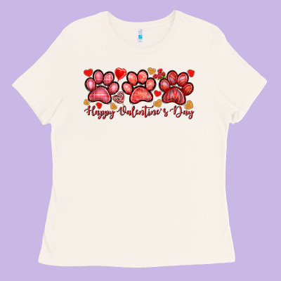 Happy Valentines Day Paws Ladies Tee Designed By Nancycooperartshop