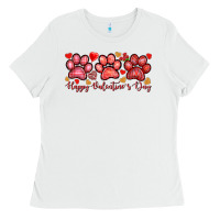 White happy valentines day paws Ladies Tee - NancyCooperArtShop