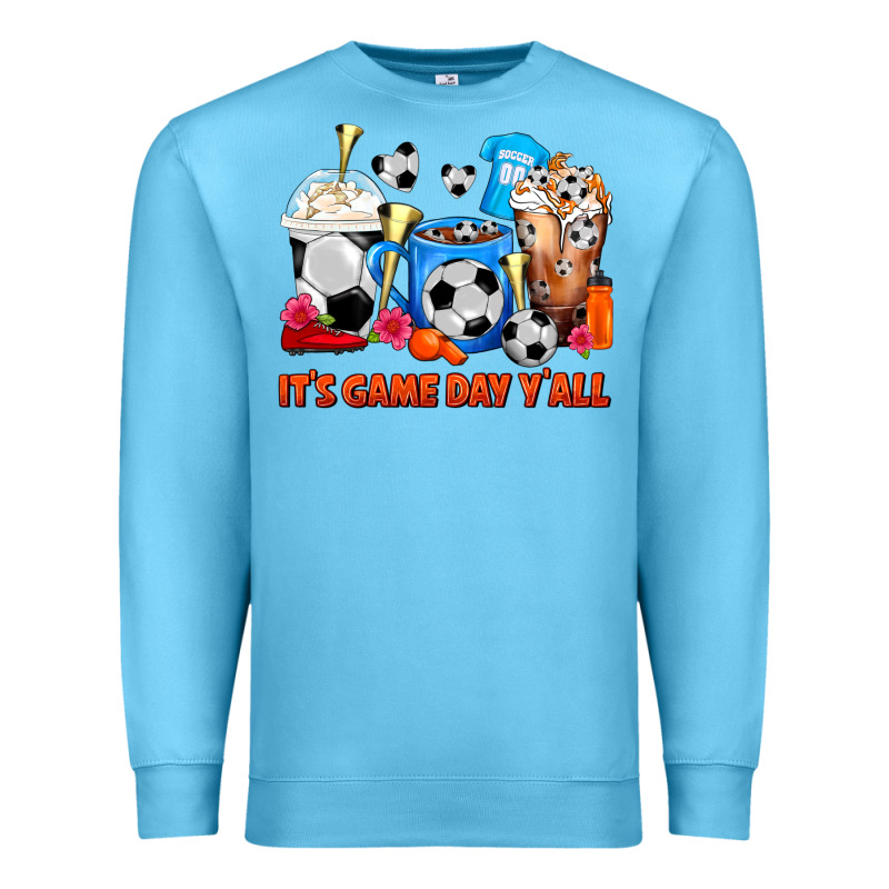 It's Game Day Y'all Soccer Coffee Cups Premium Sweatshirt by FaDigitalArtStudio | Teevron