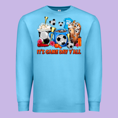It's Game Day Y'all Soccer Coffee Cups Premium Sweatshirt Designed By Fadigitalartstudio