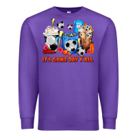 Purple It's Game Day Y'all Soccer Coffee Cups Premium Sweatshirt - FaDigitalArtStudio