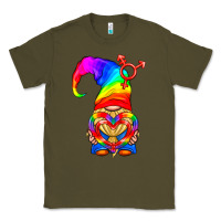 Army Green LGBTQ+ Pride Gnome With Heart Balloon Classic Tee - BundleAndBundleShop