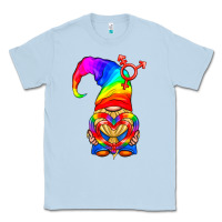 Dusty Blue LGBTQ+ Pride Gnome With Heart Balloon Classic Tee - BundleAndBundleShop