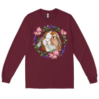 Burgundy Bunny Face With Floral Wreath Long Sleeve Tee - RanaPortraitStore