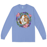 Colony Blue Bunny Face With Floral Wreath Long Sleeve Tee - RanaPortraitStore