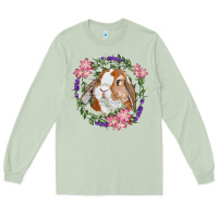 Matcha Bunny Face With Floral Wreath Long Sleeve Tee - RanaPortraitStore