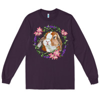 Plum Bunny Face With Floral Wreath Long Sleeve Tee - RanaPortraitStore