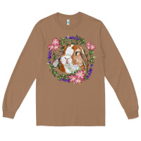 Toasted Coconut Bunny Face With Floral Wreath Long Sleeve Tee - RanaPortraitStore