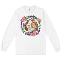 White Bunny Face With Floral Wreath Long Sleeve Tee - RanaPortraitStore