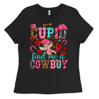 Black cupid find me a cowboy Ladies Tee - NancyCooperArtShop