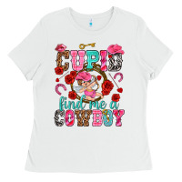 White cupid find me a cowboy Ladies Tee - NancyCooperArtShop