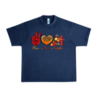 Navy Peace Love Firefighter Urban Heavy Tee - BundleAndBundleShop