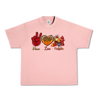 Salmon Peace Love Firefighter Urban Heavy Tee - BundleAndBundleShop