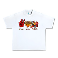 White Peace Love Firefighter Urban Heavy Tee - BundleAndBundleShop