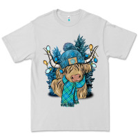 Dove Grey Winter long haired Cow Premium Tee - NancyCooperArtShop