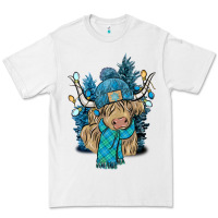 White Winter long haired Cow Premium Tee - NancyCooperArtShop