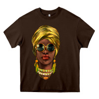 Chocolate Brown african woman Heavy Core Tee - NancyCooperArtShop