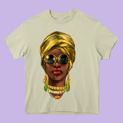 African Woman Heavy Core Tee Designed By Nancycooperartshop