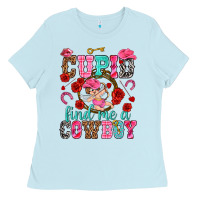 Baby Blue cupid find me a cowboy Ladies Tee - NancyCooperArtShop