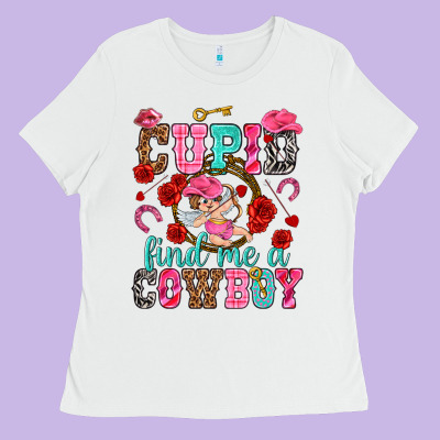 Cupid Find Me A Cowboy Ladies Tee Designed By Nancycooperartshop