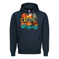 Navy count your blessings Zipper Hoodie - CowGirlArtShop