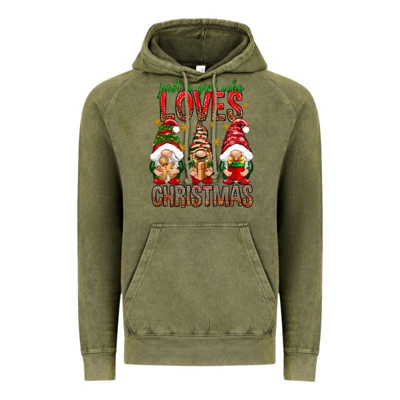 Just A Girl Who Loves Christmas Vintage Hoodie by NancyCooperArtShop | Teevron