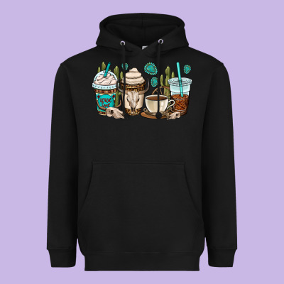 Bull Skull Coffee Cups Heavyweight Hoodie Designed By Oliviacreatesart