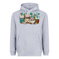 Heather Grey bull skull coffee cups Heavyweight Hoodie - OliviaCreatesArt