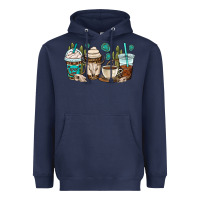 Navy bull skull coffee cups Heavyweight Hoodie - OliviaCreatesArt